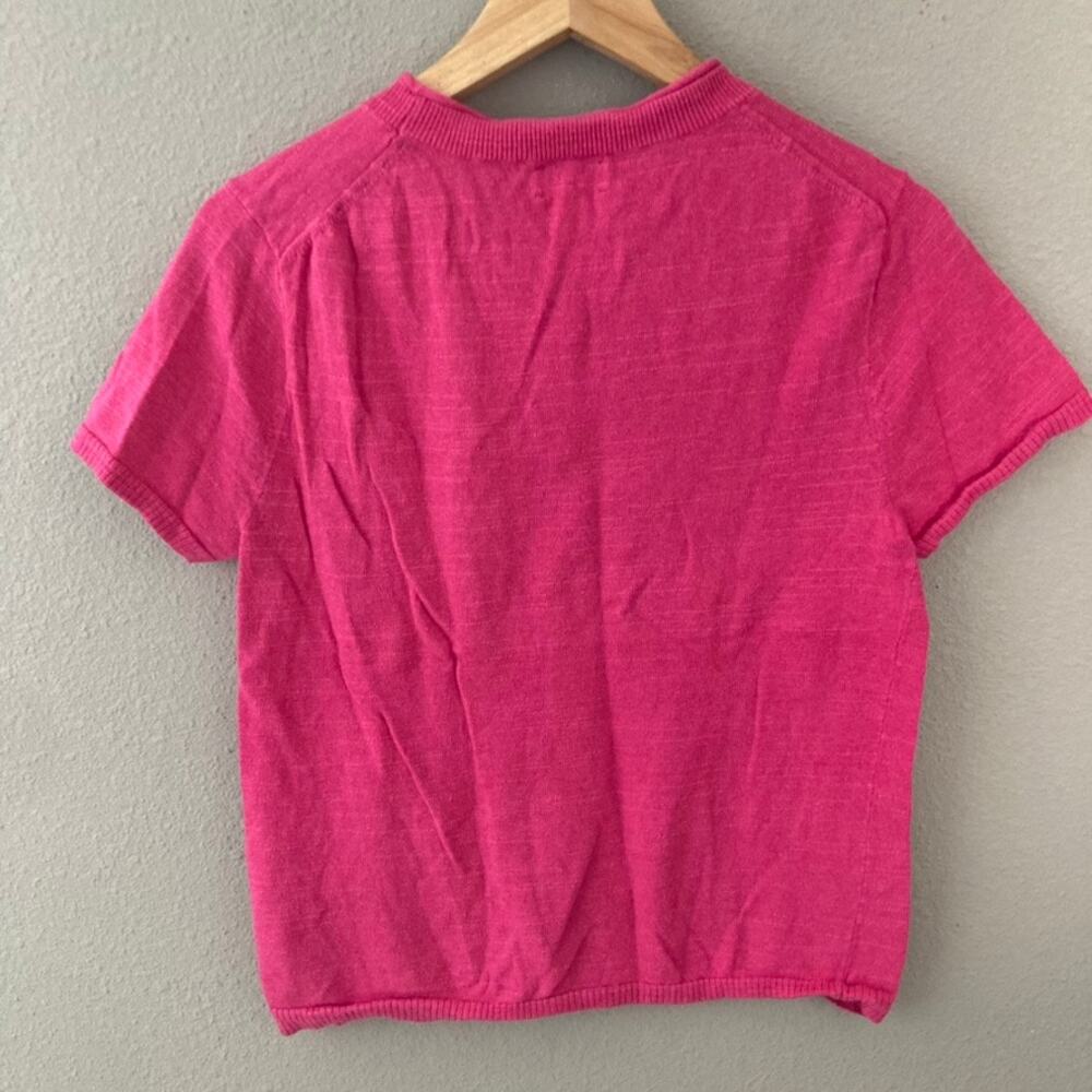 J. Crew Short Sleeve Linen-blend Crewneck Sweater - Pink Medium - Picture 7 of 7